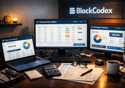 best crypto tax tools compared showing portfolio tracking and tax reporting workspace with BlockCodex setup