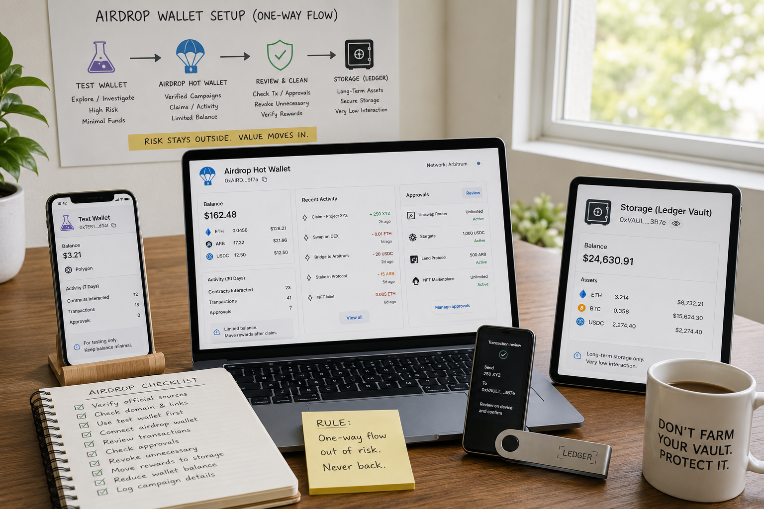 Best Wallet Setup for Airdrops: 4 Safer Layers That Contain Risk