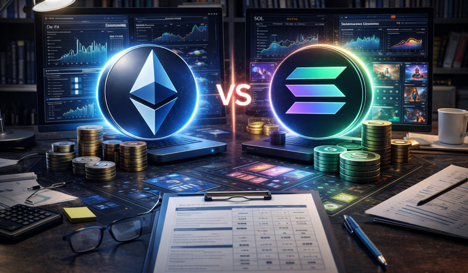 solana vs ethereum ecosystem comparison showing on-chain data dashboards and blockchain analysis workspace