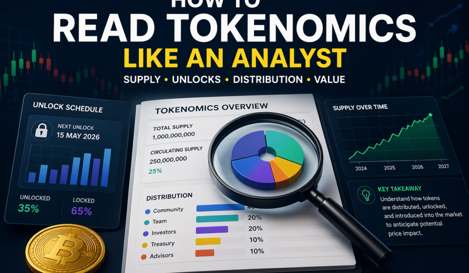 read tokenomics like an analyst dashboard showing supply unlock schedule distribution and crypto market analysis