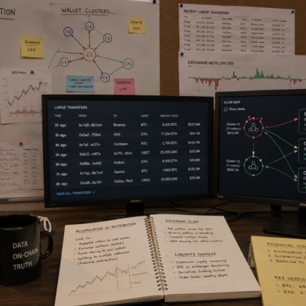 analyze whale activity using on-chain data showing large wallet transfers, exchange inflows, wallet clusters, accumulation distribution patterns and liquidity context